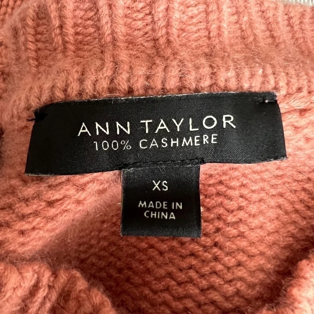 ANN TAYLOR Womens 100% Cashmere Mauve Knit Classic Sweater XS